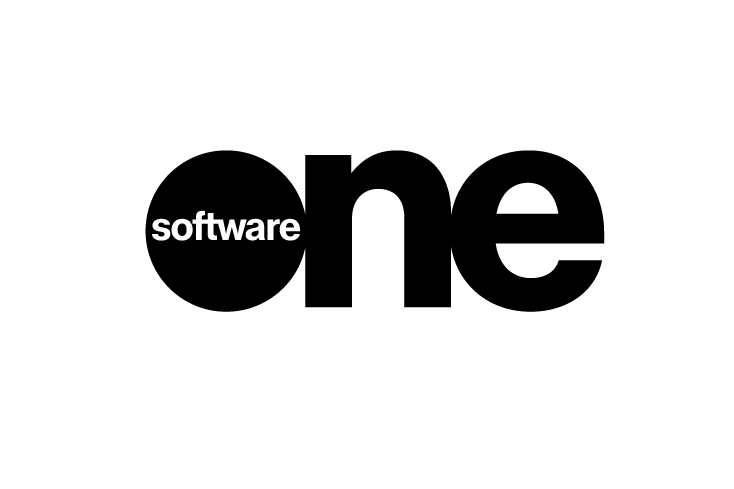 The SoftwareOne logo, displaying the word 'software' inside the letter 'o' of a bold 'one' in black text on a white background.