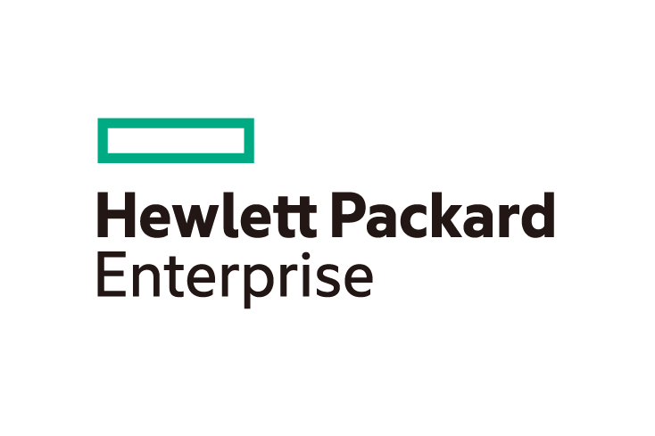 Hewlett Packard Enterprise logo with a green rectangular outline above bold black text on a white background.