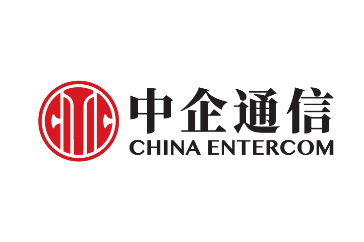 China Entercom company logo with Chinese characters and English text displayed alongside a red circular emblem.