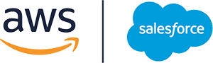 "Logos of AWS and Salesforce side by side."