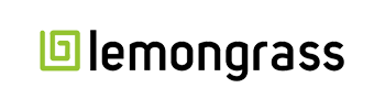 Lemongrass company logo with green icon and black text on a transparent background.
