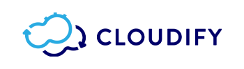 Cloudify company logo with blue and dark blue colors on a white background.