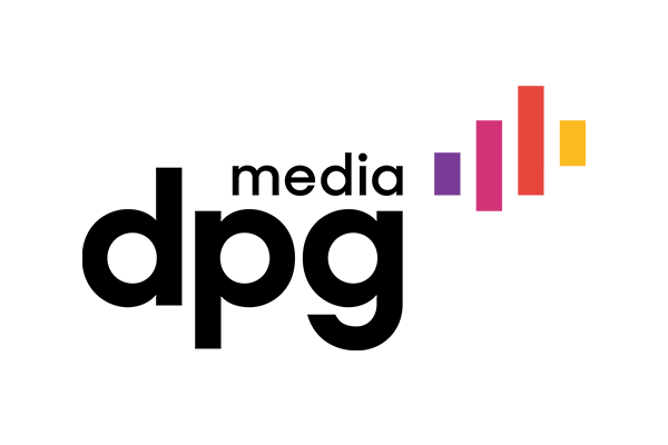 Logo of DPG Media with colorful bars, used for media case studies.