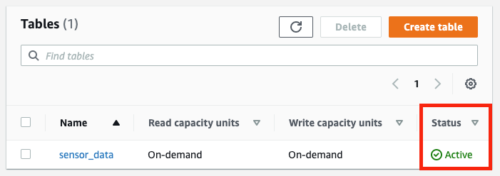 When your table is ready to use, its "Status" is "Active"
