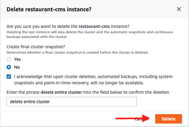 Choose "Delete" to confirm the deletion