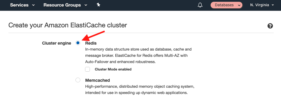 Choose "Redis" in the "Cluster engine" settings