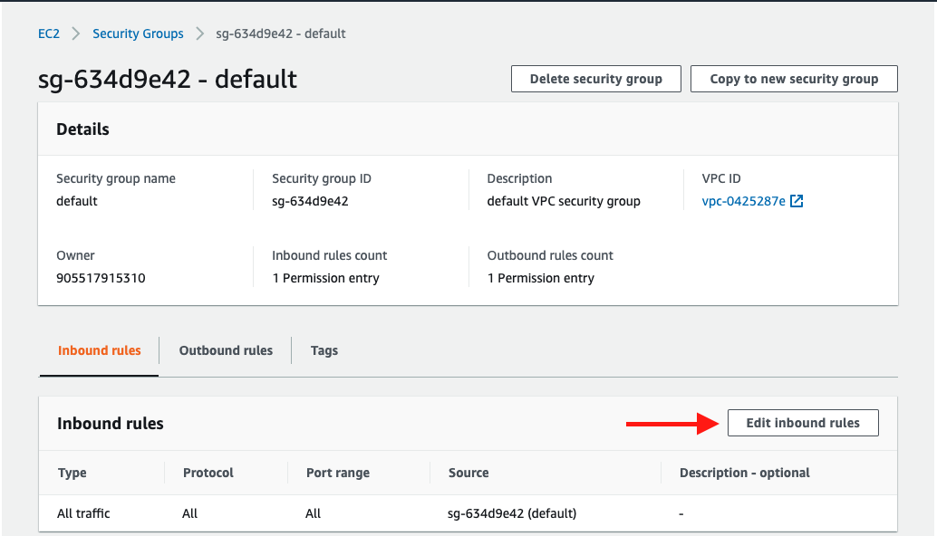 Choose "Edit inbound rules"