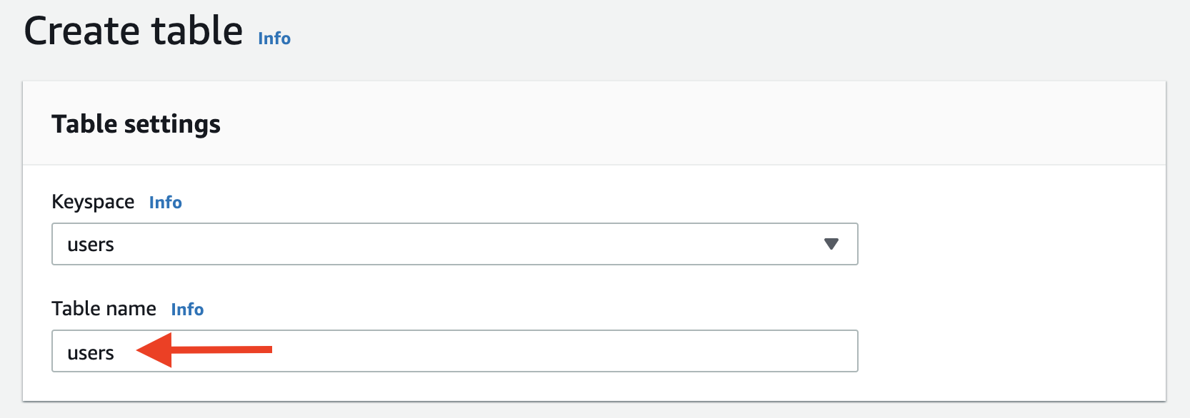 Name the table "users"