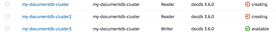 When your cluster&rsquo;s "Writer" instance shows a status of "available," move to the next module