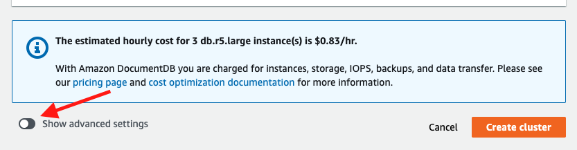 Choose "Show advanced settings" near the bottom of the wizard