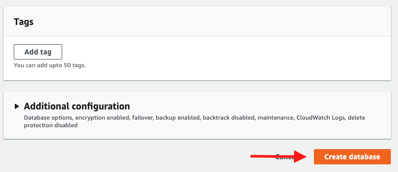 Choose "Create database"