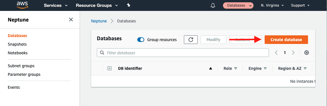 Choose "Create database"