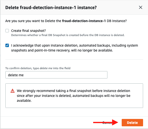 Choose "Delete" to confirm the deletion