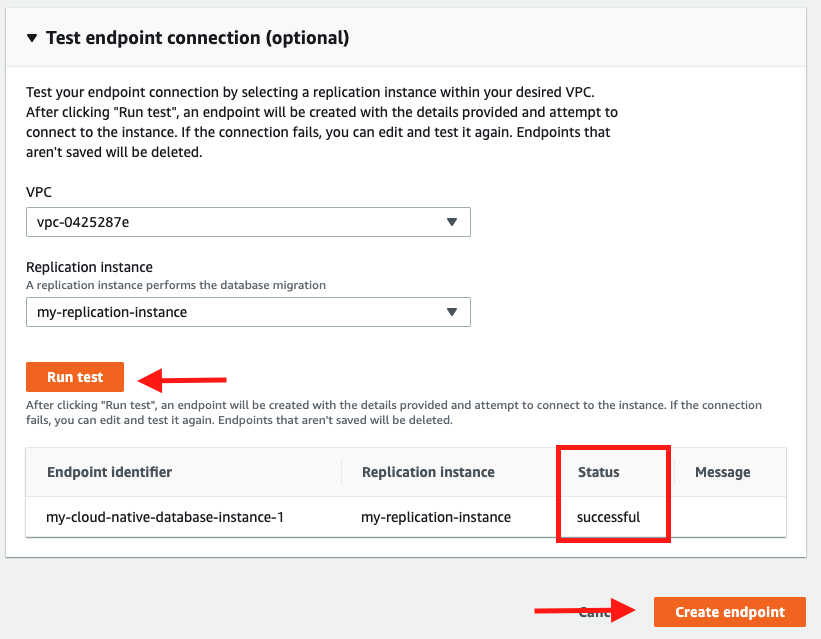 If you configured your security group access correctly, you should have a "successful" connection