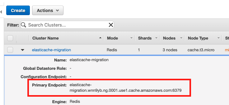 You can find the "Primary Endpoint" for your ElastiCache cluster in the ElastiCache console