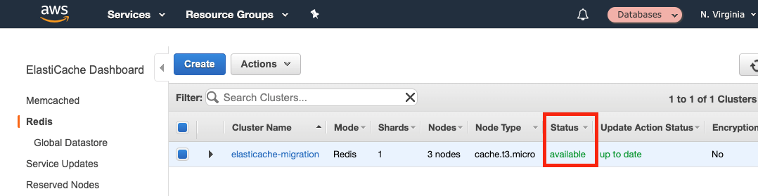 When your ElastiCache node has been removed as a replica, it shows a "Status" of "available"