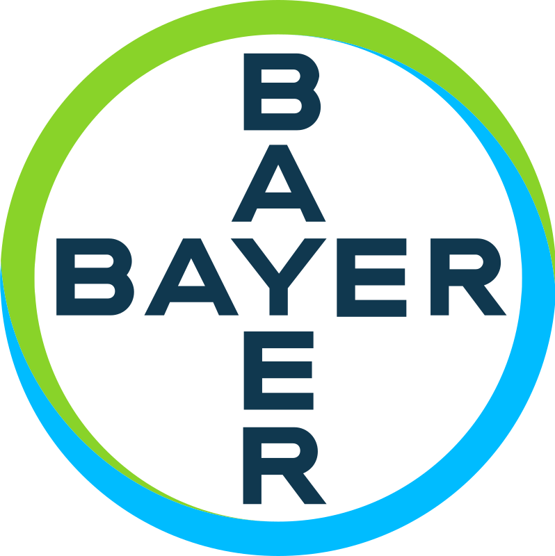 Bayer logo in green and blue on white background