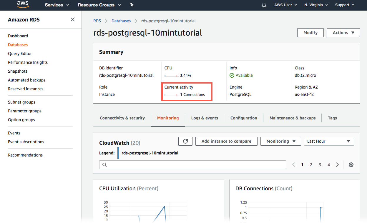 나열된 데이터베이스에 &lsquo;1개의 연결&rsquo;이 있는 것으로 표시됨