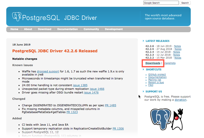 최신 JDBC 드라이버 다운로드