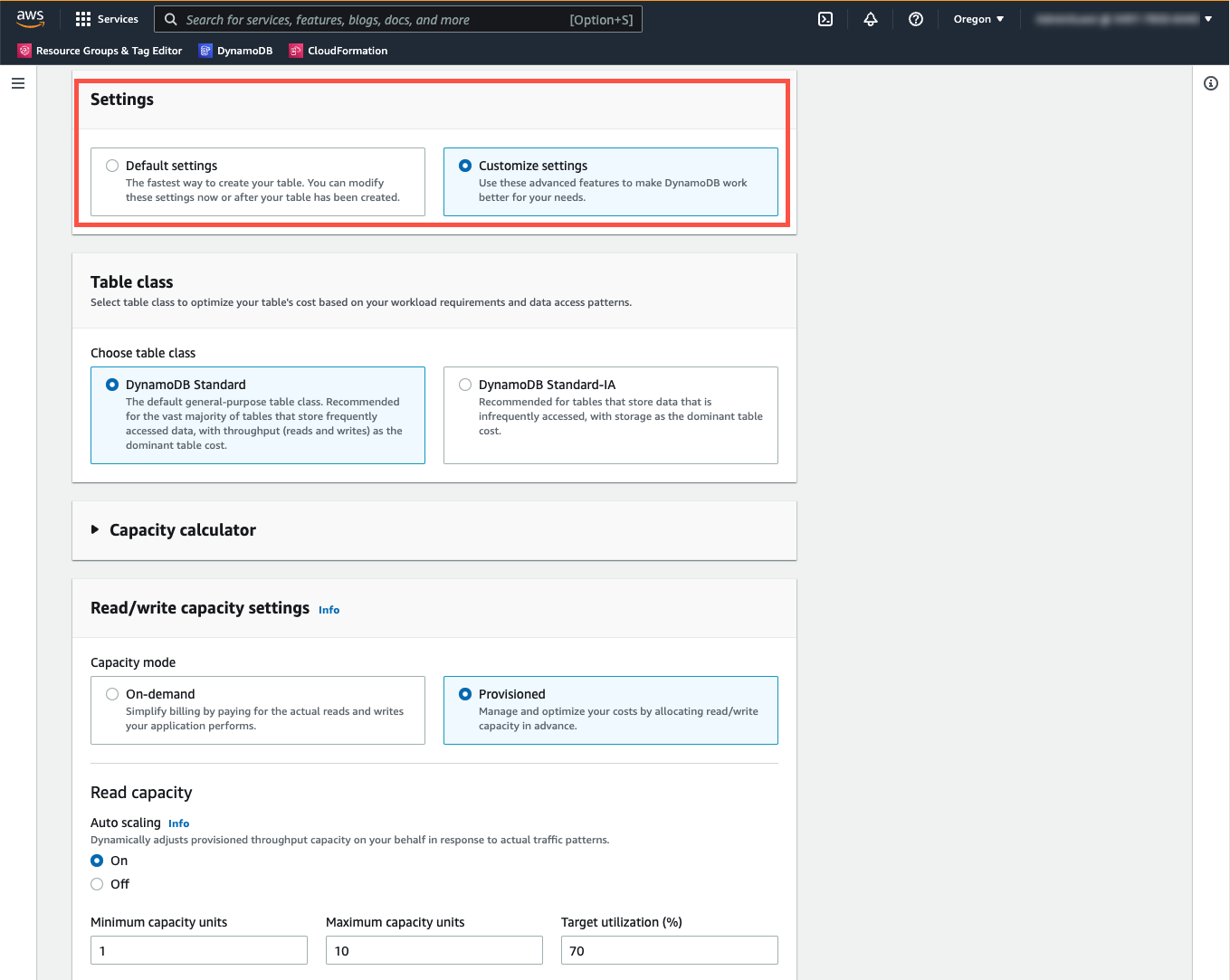 Enable DynamoDB auto scaling for your table
