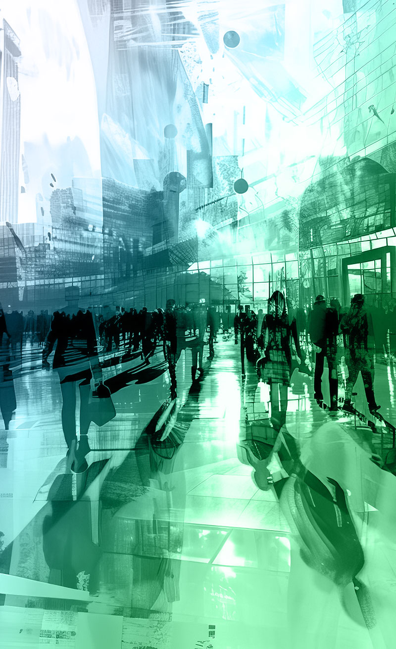 Abstract depiction of a lively business expo Capturing the essence of innovation and networking in the corporate world