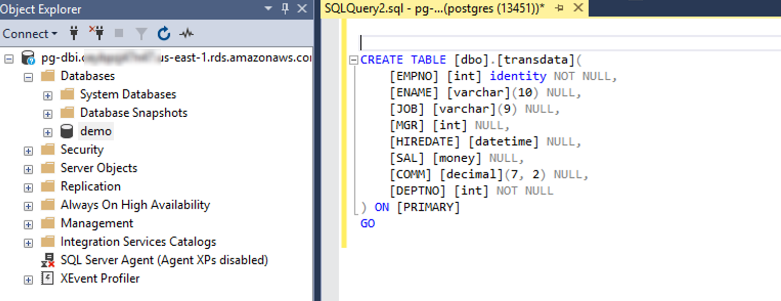 Create Table